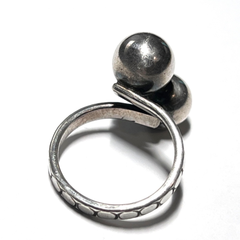 Mid-Century Vintage Sterling Silver Double Ball Ring  1940's - Picture 8 of 11